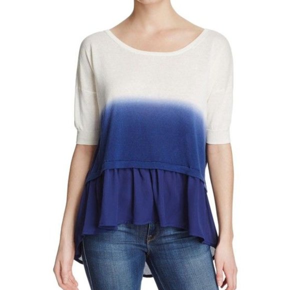 French Connection Linen Blend Ombre Dip Dye Knit Peplum - Picture 1 of 4